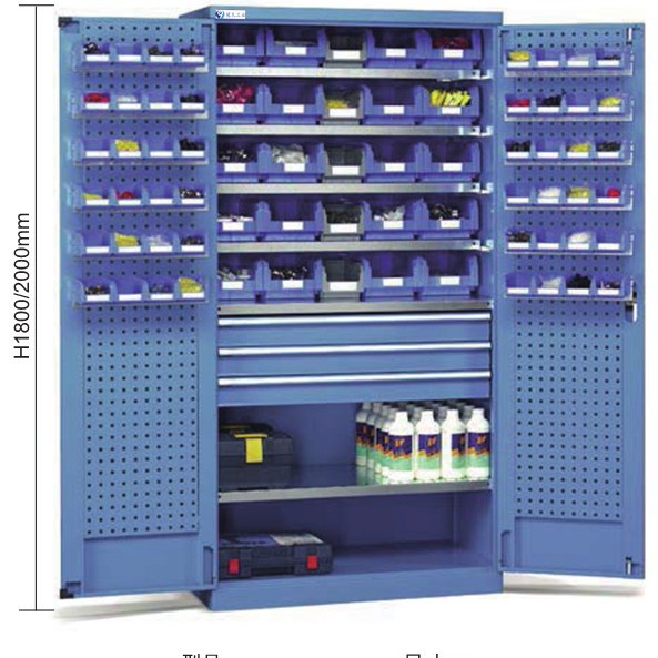 双门工具柜 玻璃门储物柜 车间储物柜 钢制储物柜 冠久供