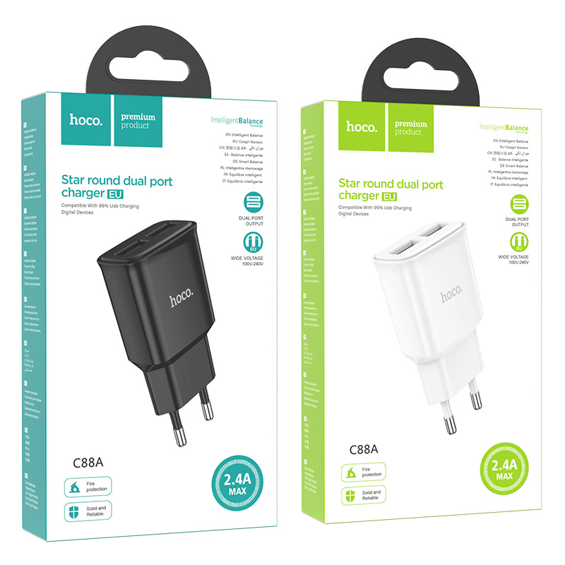 Dual Port Usb Wall Charger For Apple Android And Type-c Devices_voghion.com