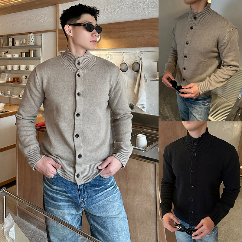Falso de dos piezas de camiseta de punto de cuello en V suéter hombre viejo dinero estilo perezoso simple alto otoño invierno suéter fábrica transfronteriza al por mayor