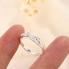 Cute and Sweet Minimalist Floral Open Ring Engagement Ring Korean Style Small and Fresh Versatile Ring for the Index Finger