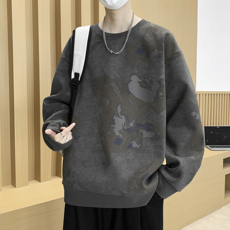 卫衣男秋季美式重磅宽松圆领2025新款休闲大码长袖t恤潮流上衣服