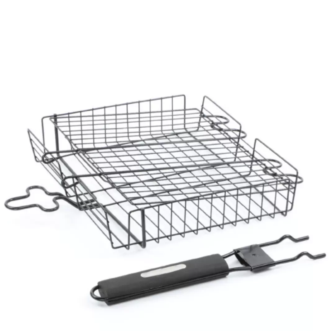 不锈钢烧烤网夹烤鱼夹子商用批发加粗烤肉篦子网面蔬菜烧烤架外贸