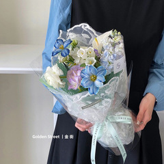 Embroidered lace edge floral fabric white high-end sense hollow fresh flower bag flower paper flower shop flower art materials