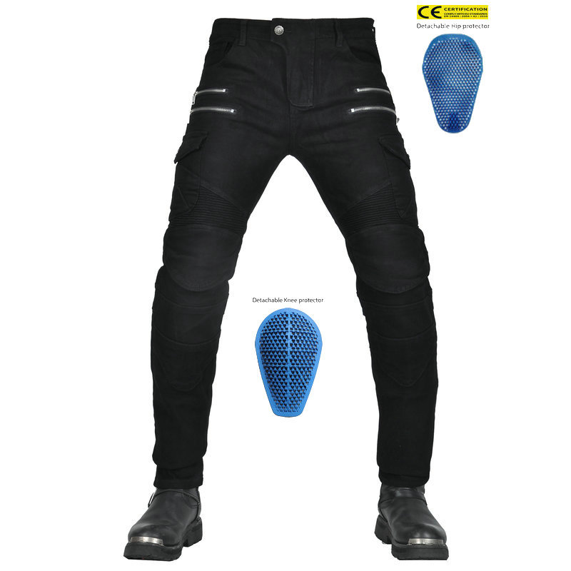 VOLERO motocicleta pantalones vaqueros cuatro cremallera resistente a la caída de la motocicleta pantalones de Kevlar resistente al desgarro equipo de protección de silicona