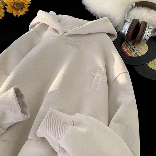 Autumn and winter heavyweight suede velvet hoodie men's trendy vintage American-style oversized loose fleece-lined hooded jacket