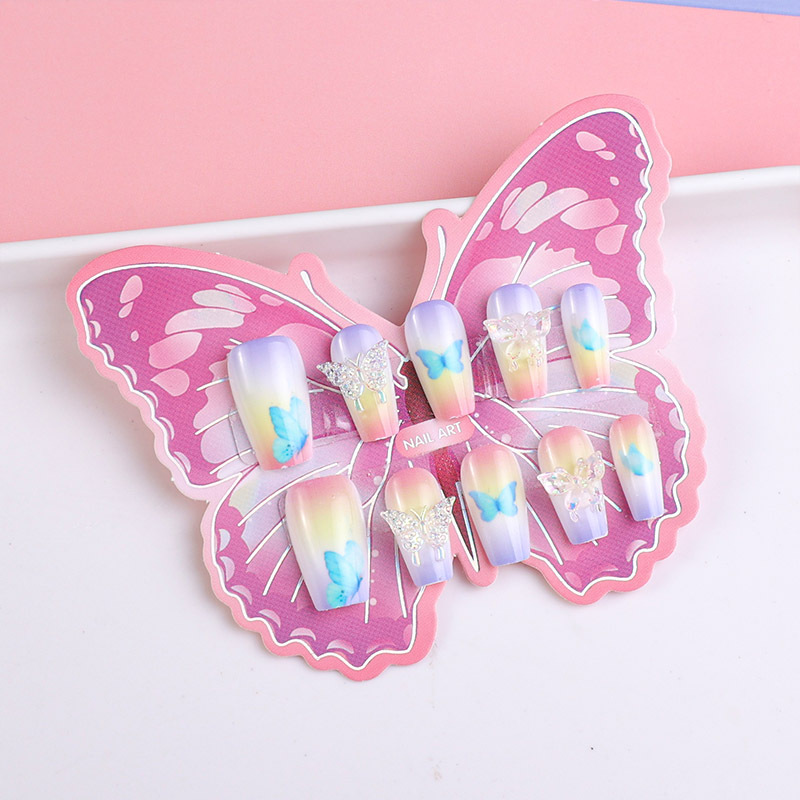 Nuevos productos hechos a mano para usar uñas mariposa parche de manicura mariposa accesorios de dibujos animados para usar uñas falsas tridimensionales terminadas