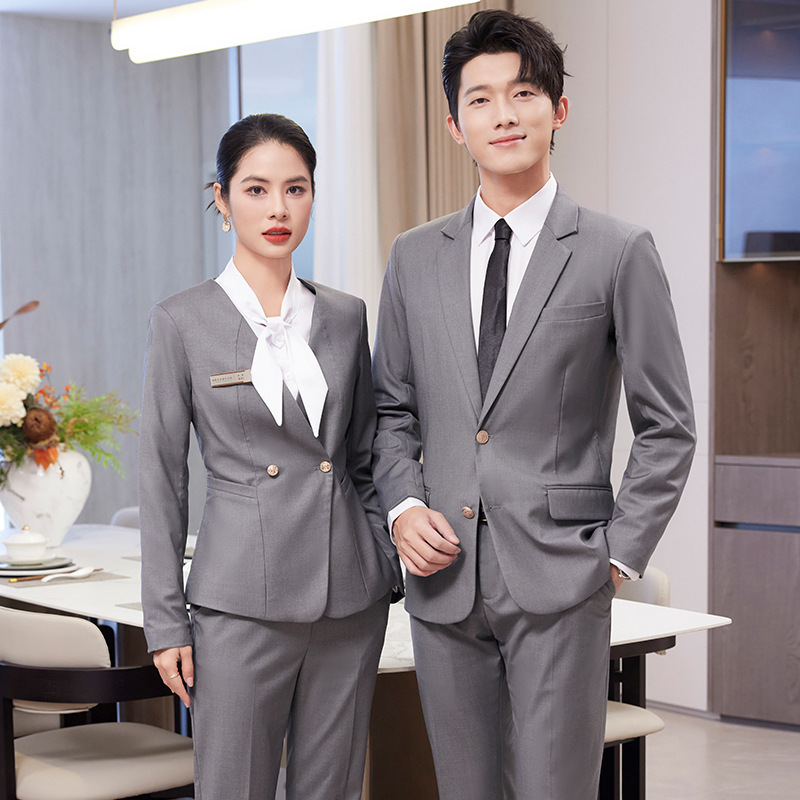 Gray Professional Suit Suit for Men and Women, Hotel Front Desk Reception Supervisor Manager Property Work Clothes