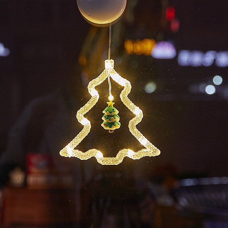 Neue weihnachtliche Lichterkette mit Saugnapf und Lederband, dekorative Lichter für die Fensterdekoration am Weihnachtstag_voghion.com