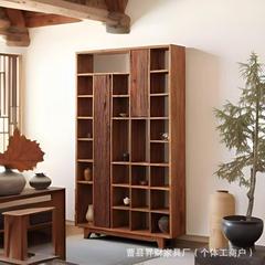 侘び寂び風博古架古材展示棚風化木茶器置物棚多宝閣中古書棚予約金