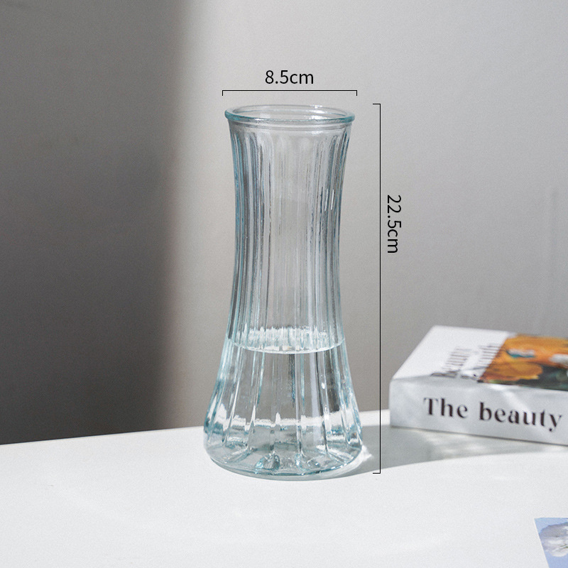 錐桶ガラス花瓶北欧ins風シンプル大サイズ透明水養富貴竹デスクトップリビングルーム生け花置物
