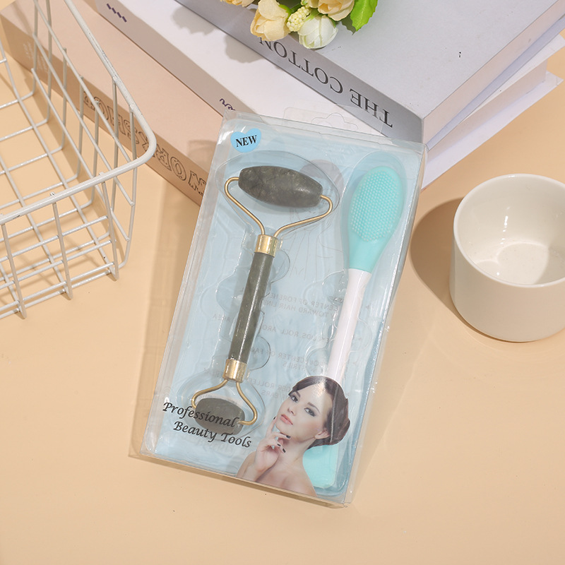 Boutique transfronteriza herramientas de belleza maquillaje huevo y máscara cepillo masaje palo combinación máscara de silicona cepillo facial