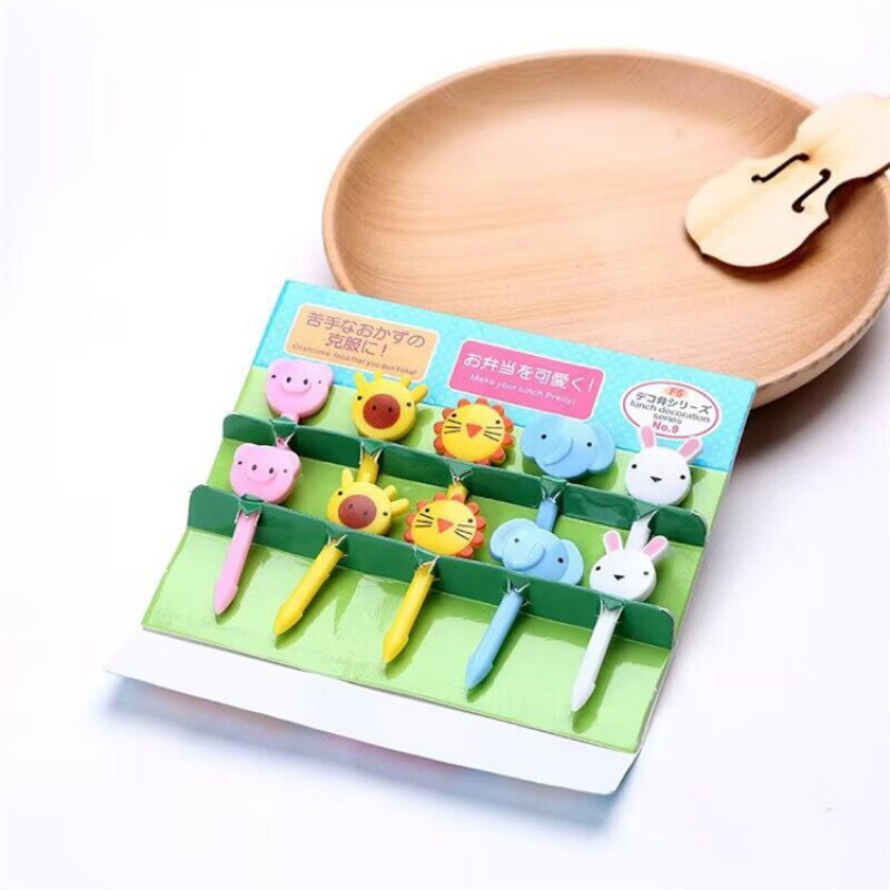Japón hogar dibujos animados horquilla de fruta creativa para niños animales lindos horquilla de fruta de plástico set Bento stick