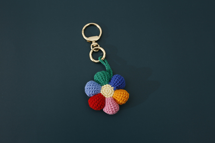 Bag Pendant, Keychain Classification 1 Piece Cartoon Flower Knit Women's Bag Pendant Keychain