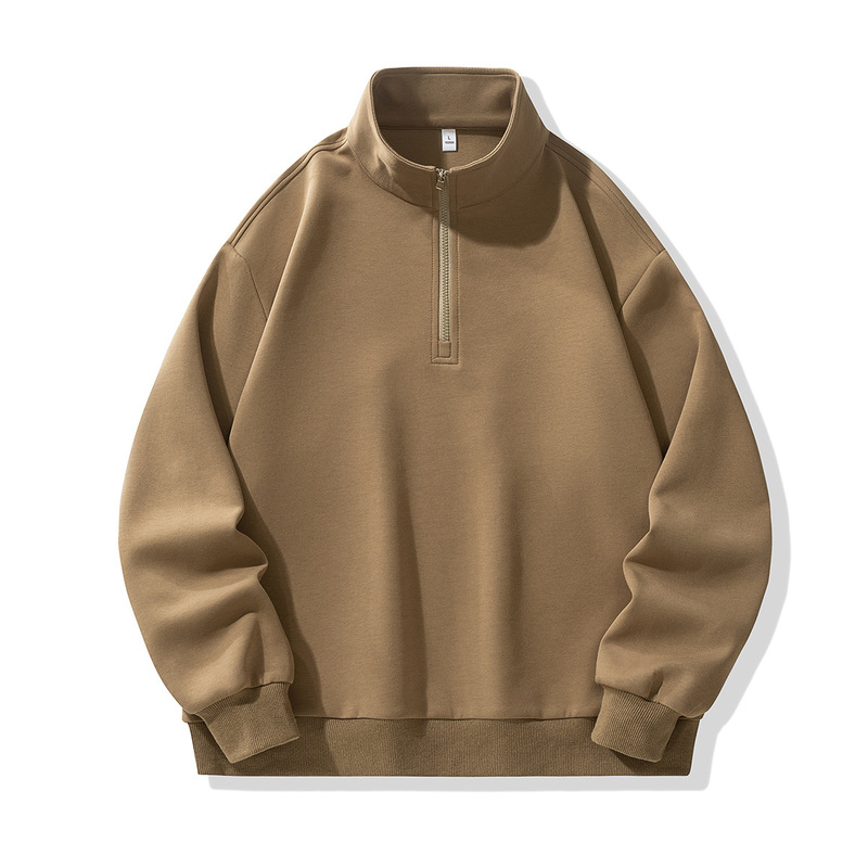 Half-zipper Long-sleeved T-shirt Men's Autumn Solid Color All-match Loose Trendy Brand Stand Collar Casual Men's Sweater Sweatshirt