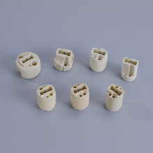 厂家现货G9大全牙陶瓷光身灯头双孔插线式米黄灯头灯具配件