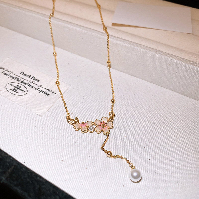 Cuentas de arroz de dopamina perla collar de cuentas cilíndricas temperamento de moda nicho Cadena de clavícula personalidad collar de todo fósforo para las mujeres