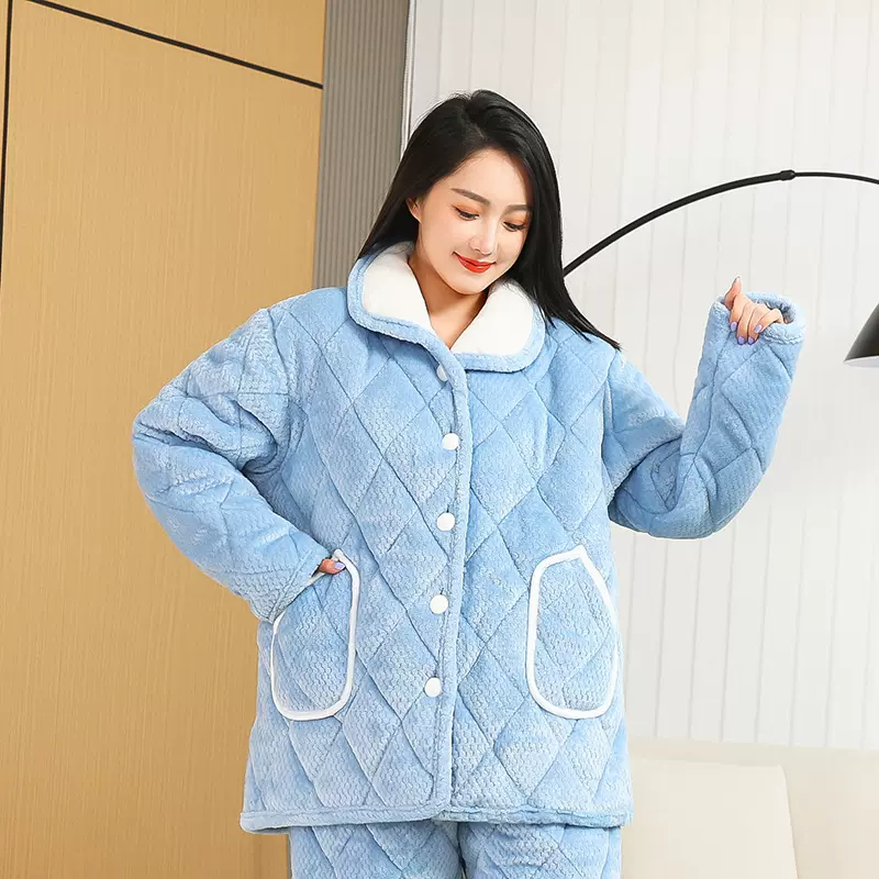 加长版睡衣女175三层加厚加绒夹棉冬季180超长珊瑚绒单上衣（高）