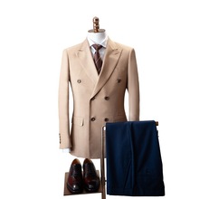 英伦复古男士绅士修身双排扣西装上衣韩版时尚商务正装小西服外套