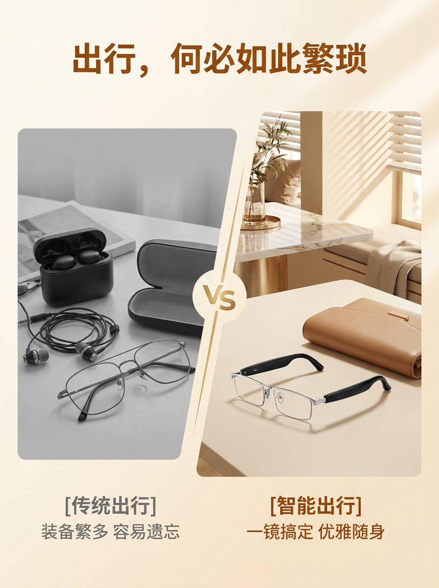 Best-selling Cross-border AI Bluetooth Smart Glasses with Blue Light Protection, Translation, Calling, Music, Open-ear Smart Bluetooth Glasses Earbuds