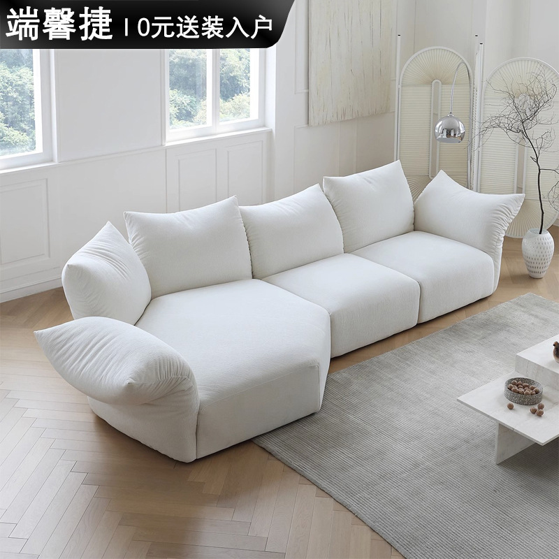 Cream viento pétalos arena moderna minimalista creativo módulo de forma especial sofá de esquina tela sofá villa gran piso plano
