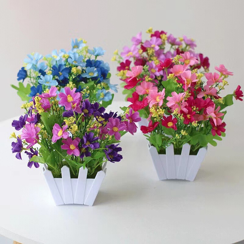 Fence artificial flower set jumping orchid chrysanthemum artificial flower potted indoor living room porch decoration flowers and plants small bonsai green ornaments Fence artificial flower set jumping orchid chrysanthemum artificial flower potted indoor living room porch decoration flowers and plants small bonsai green ornaments