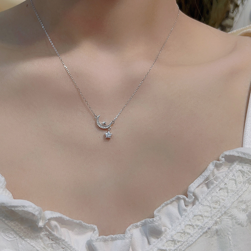 1 Piece Quantity Daily Occasion Titanium Steel, Copper Material Star Pattern Simple Style Star Titanium Steel Copper Plating White Gold Plated Pendant Necklace