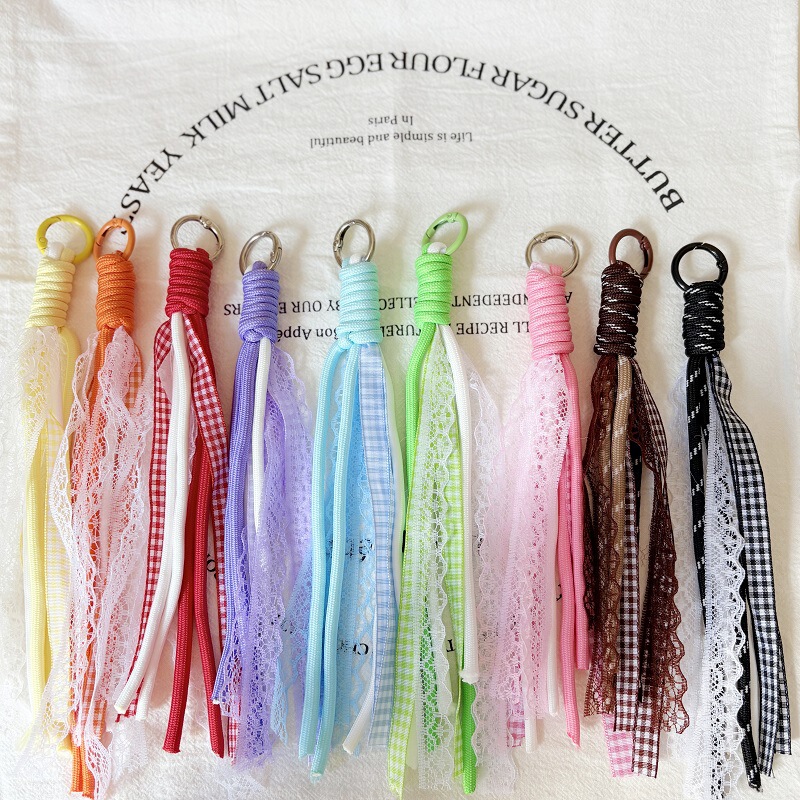 Ribbon Pendant Miu Series Keychain Bag Charm Lace Knot Sweet Phone Bow Handmade Woven Accessories