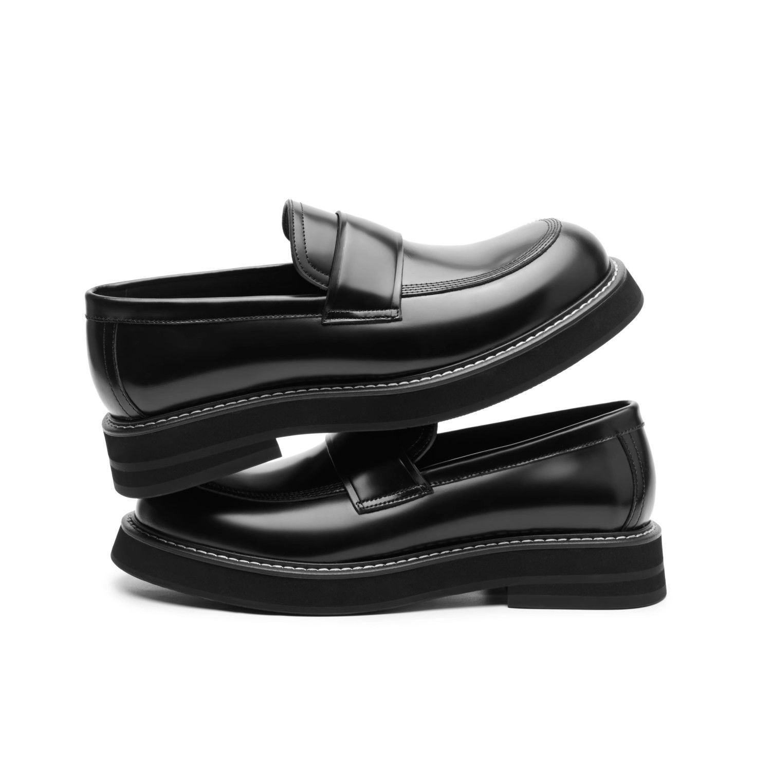 Mocassini casual da uomo ShoeVault in pelle con suola spessa, stile britannico alla moda, slip-on con rialzo, adatti per il lavoro e l'ufficio_voghion.com