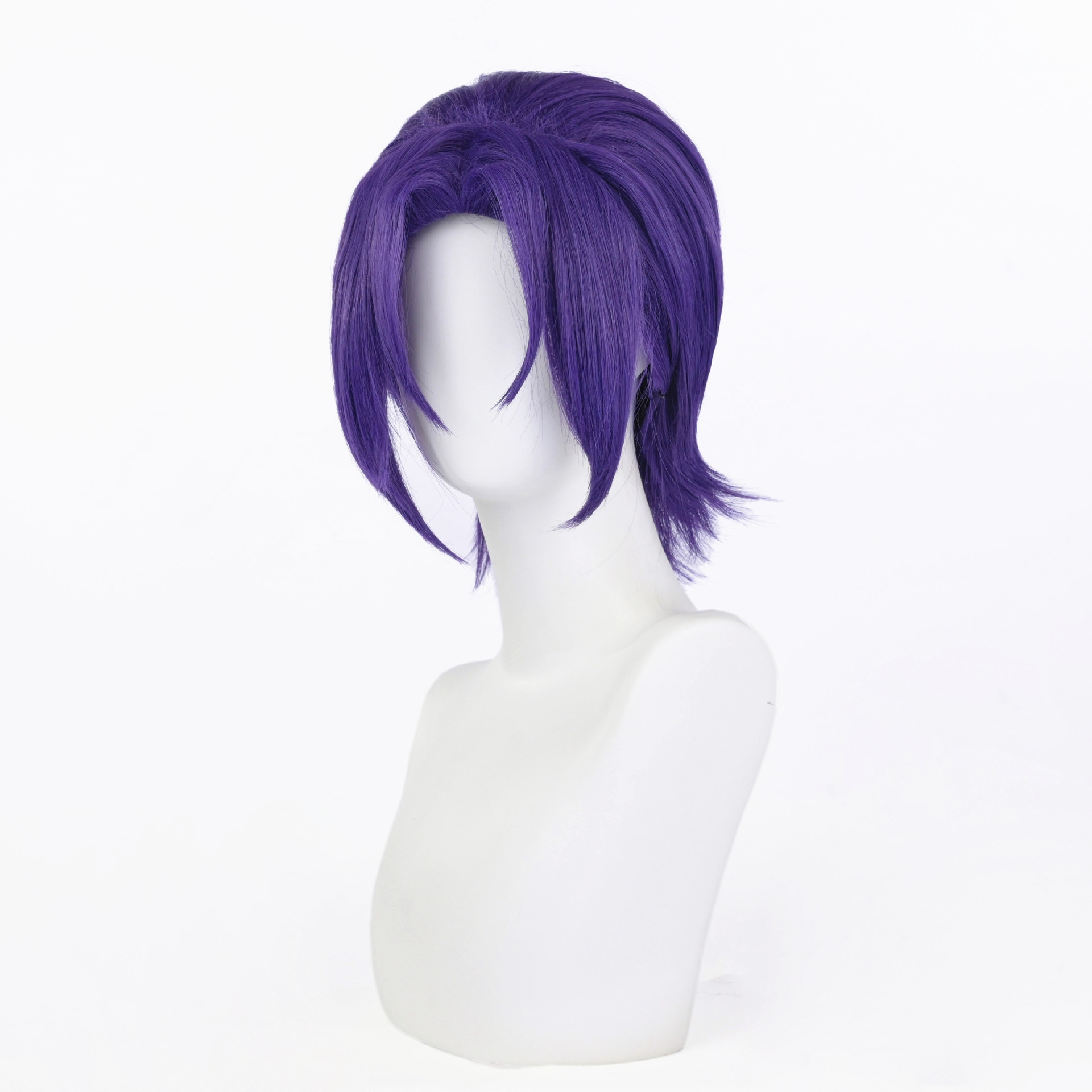 Anime peluca Cosplay prisión azul sombra real Ling rey peluca cubierta de la cabeza púrpura medio-longitud Pelo Corto capa