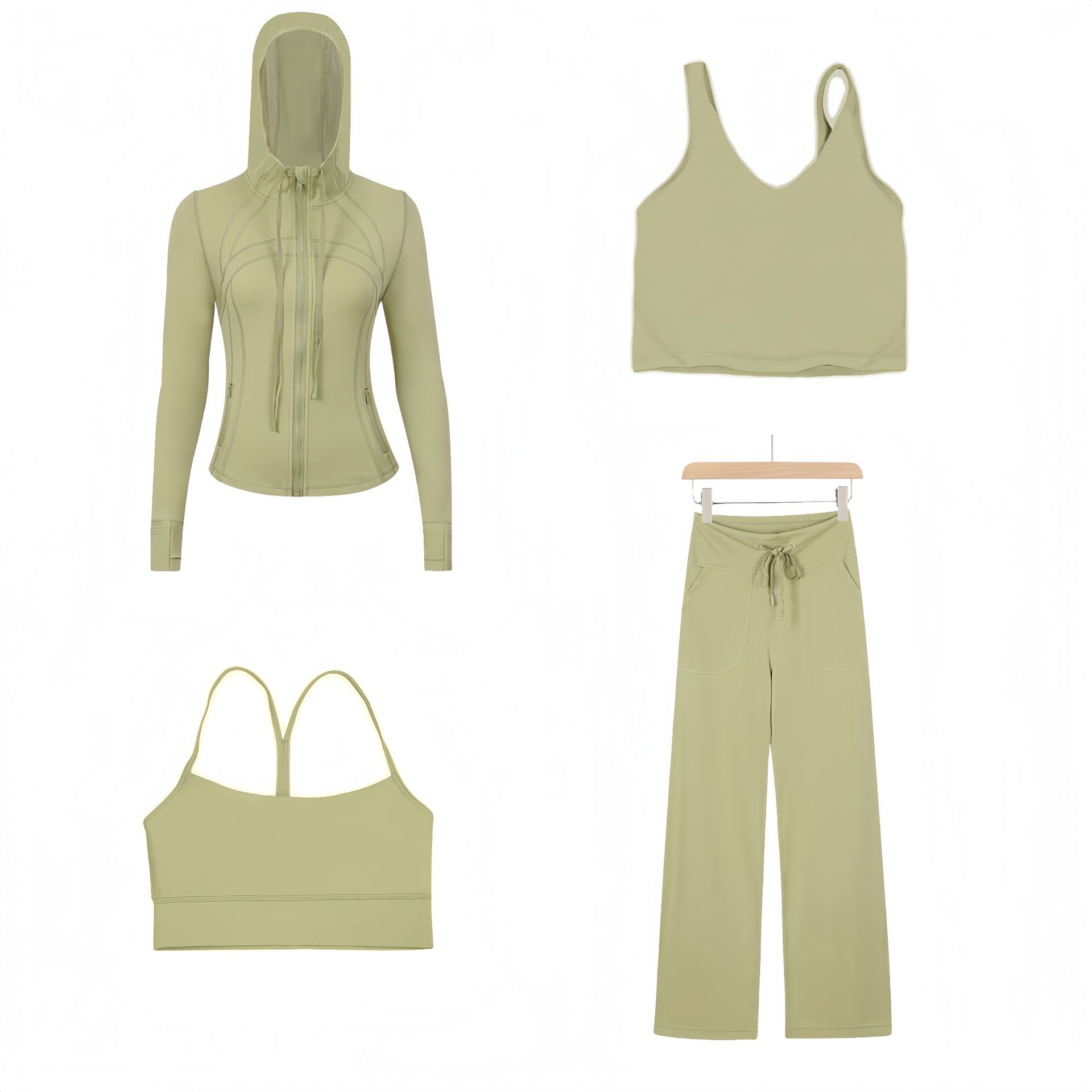 Dames sportset 4-delig slim fit met capuchon jack en broek_voghion.com