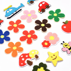 千款批發毛巾繡 7色花朵刺繡布貼簡約通用直升飛機蘑菇需手縫