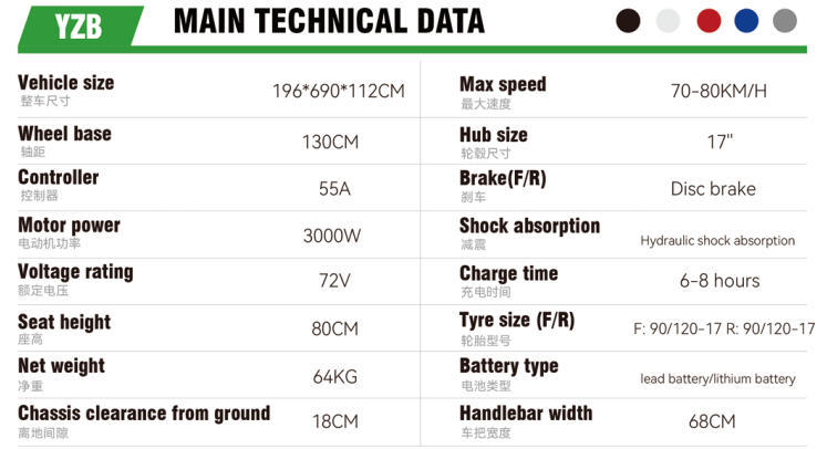 Yzb Cross-Border Export Electric Motorcycle High-Power Electric Scooter High-Speed Long-Distance Electric Bike Electric Vehicle