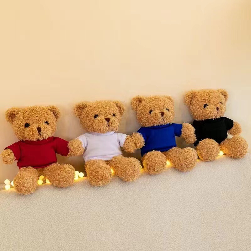 Factory wholesale clothes bear teddy bear cute grasping machine rag doll doll printed LOGO gift plush toy Factory wholesale clothes bear teddy bear cute grasping machine rag doll doll printed LOGO gift plush toy