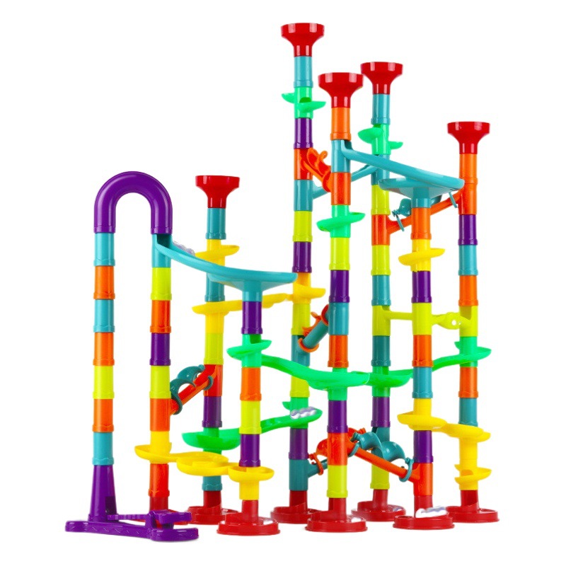 Transfronterizo tiktok catapulta bola pista montaje insertar juguete bloques de construcción variedad bricolaje conjunto diapositiva combinación traje