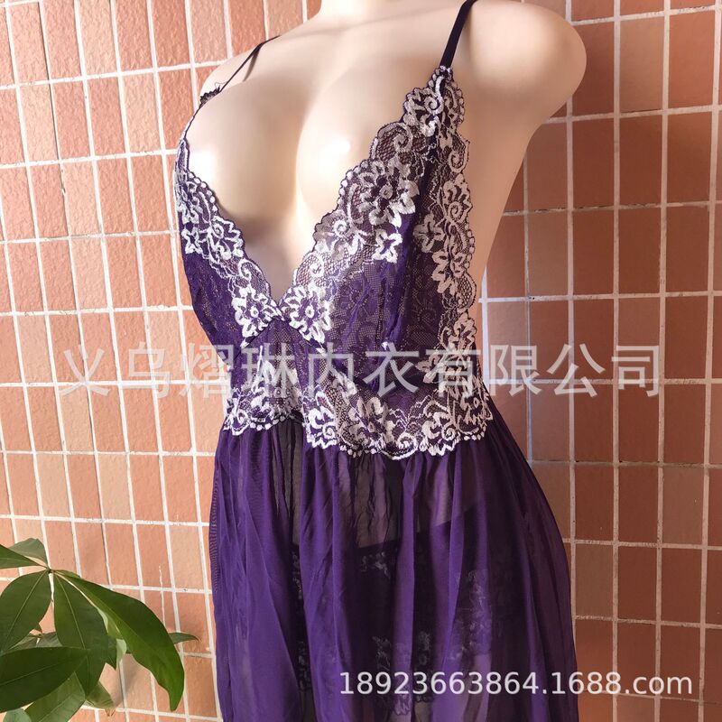 Purple charm deep V fun pajamas France Ireland Belgium Switzerland underwear wholesale lingerie