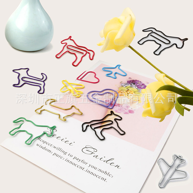 Color transfronterizo metal animal en forma de clip de papel forma creativa clip de papel Oficina marcador titular caja traje