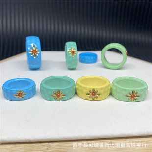 High porcelain blue turquoise running play accessories carving Diamond Bodhi bracelet DIY bead chain 108 plate play