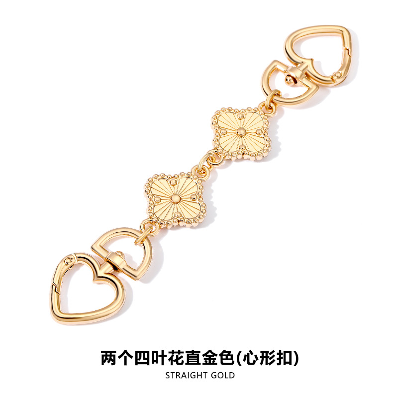H- 8.05kg 네잎꽃 스트레이트 골드 하트형 버클 체인 16.5CM