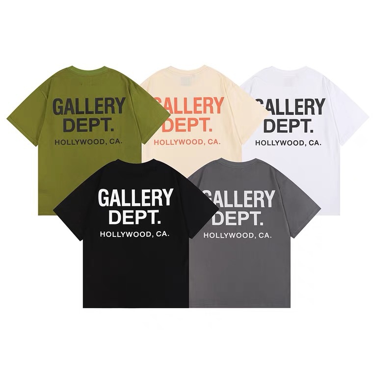 thumbnail for GALLERY DEPT basic English LOGO short-sleeved HOLLWOOD limited tide brand loose army green T-shirt