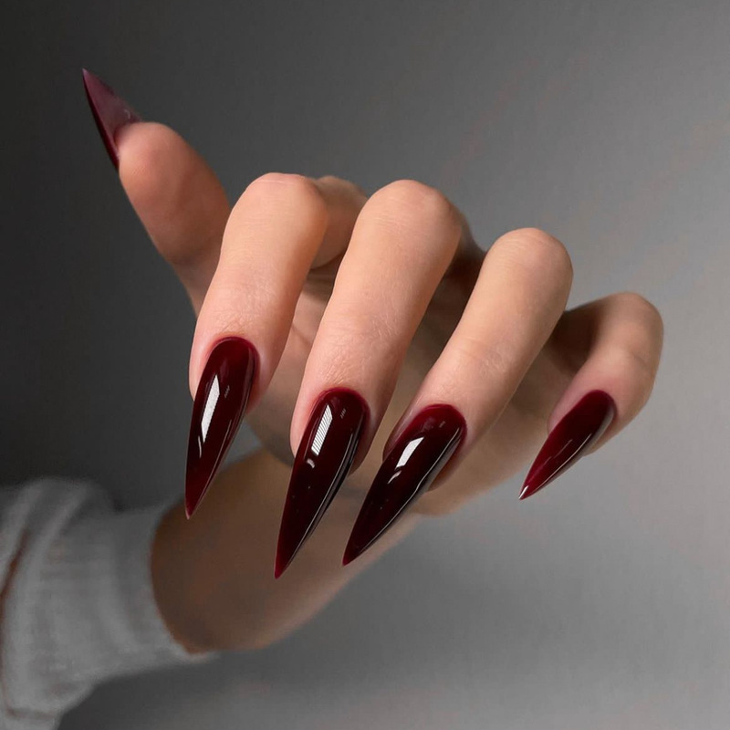 Foreign Trade Simple Burgundy Fake Nails Wearable Nails Removable Manicure Pieces European and American Nail Patches Nail Patches 24 Pieces Foreign Trade Simple Burgundy Fake Nails Wearable Nails Removable Manicure Pieces European and American Nail Patches Nail Patches 24 Pieces