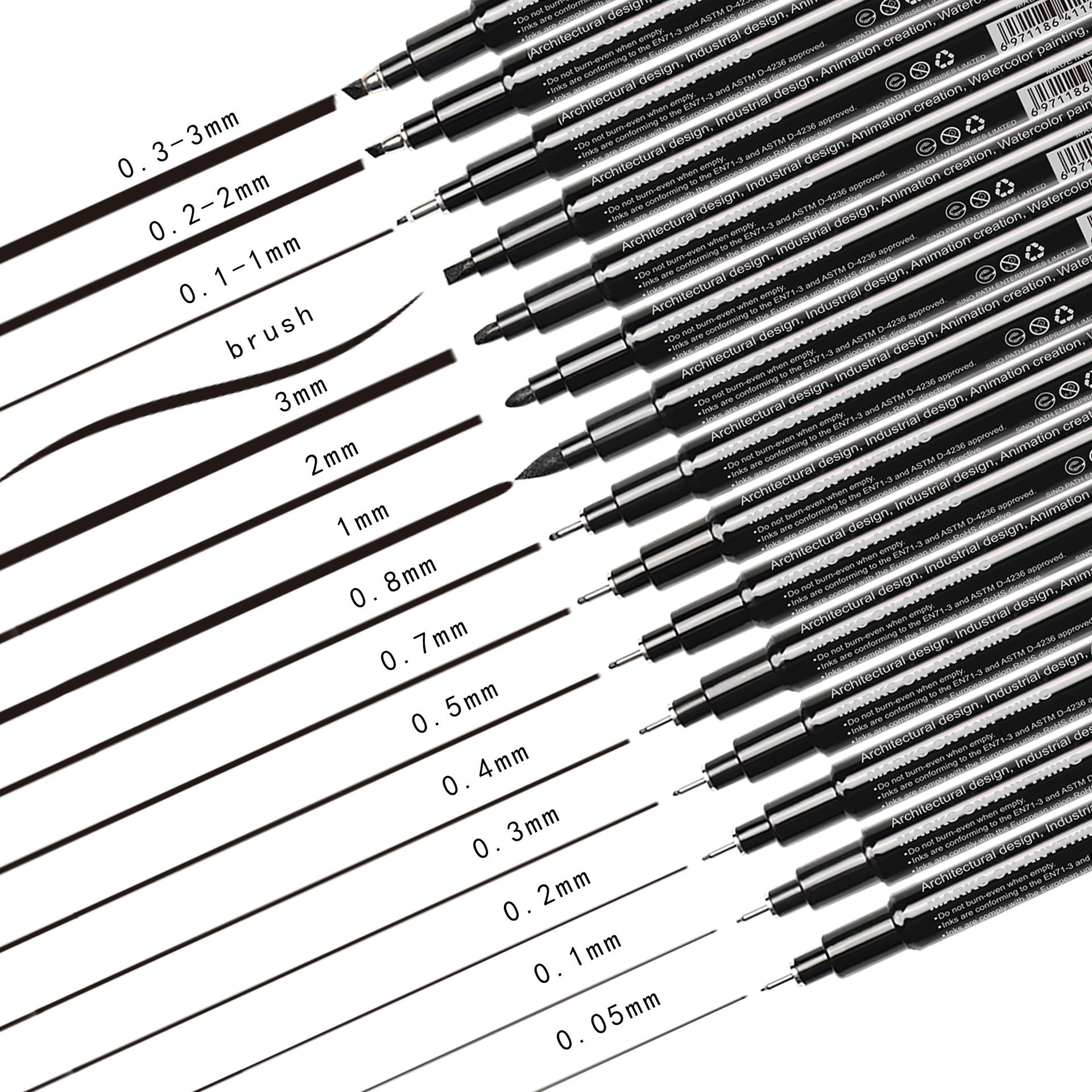 广纳8050针管笔防水勾线笔漫画高达描边描线动漫设计手绘勾边图笔