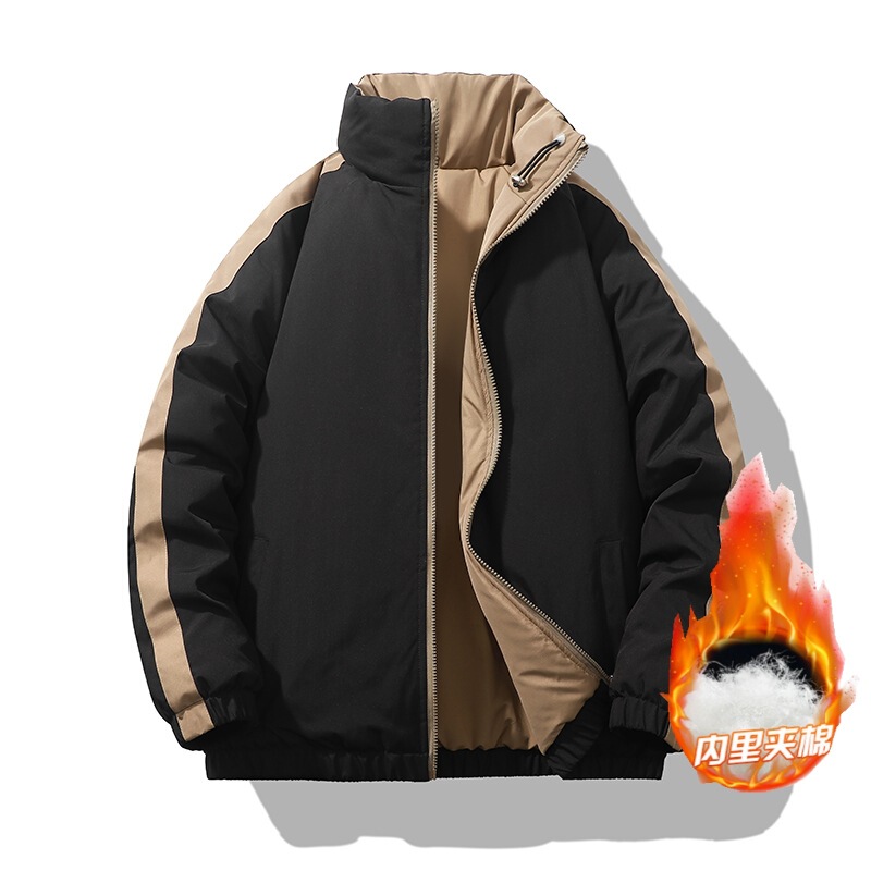 Cross-Border European Size down Cotton Jacket for Men, Winter Reversible Loose Thick Cotton Coat, Trendy Brand Color-Blocked Reversible Cotton Clothing Cross-Border European Size down Cotton Jacket for Men, Winter Reversible Loose Thick Cotton Coat, Trendy Brand Color-Blocked Reversible Cotton Clothing