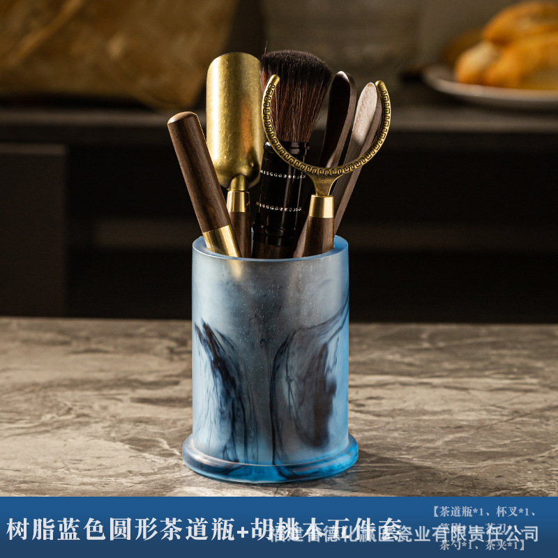 Ceremonia del té transfronteriza seis caballeros combinación conjunto completo de piezas de té kung fu bambú té abrazaderas de té pinzas madera sólida