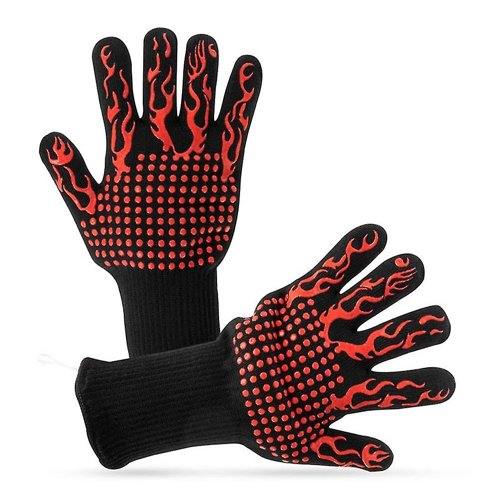 Amazon en stock barbacoa guantes llama barbacoa guantes silicona antideslizante horno resistente al calor 500-800 grados guantes