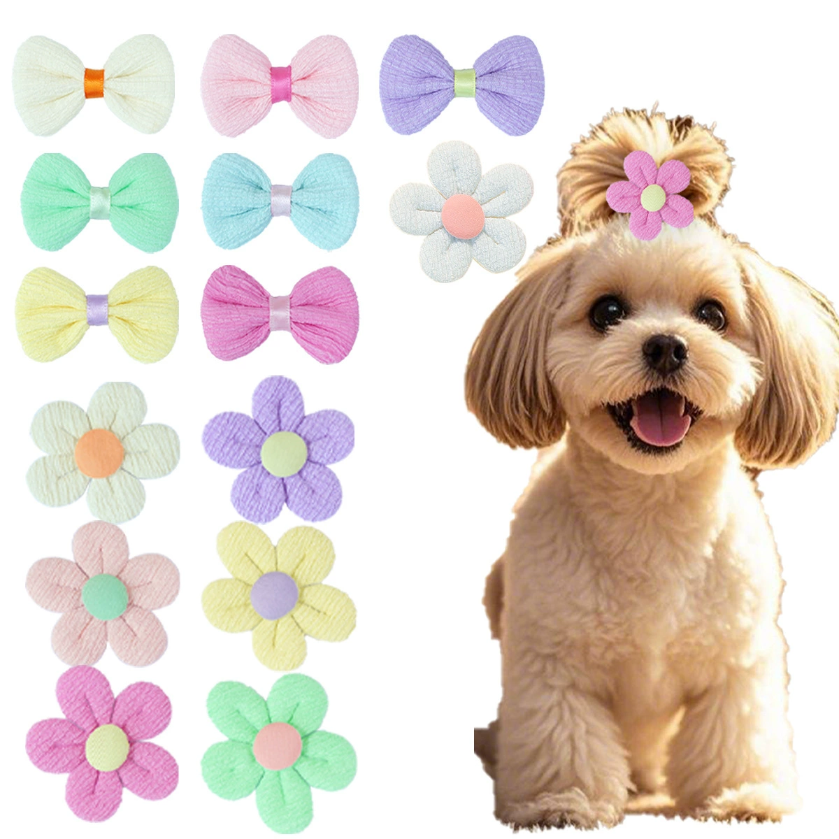 Трансграничные горячие продажи домашних животных головные уборы кошки собаки собаки резиновые ленты банты цветы декоративные весенние цветные кожаные ленты