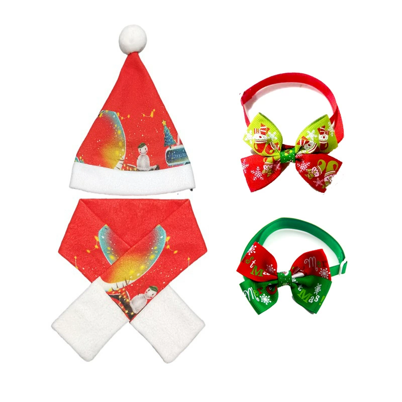 Новый Домашнее Животное Шарф Шляпа Комплект Рождество Кошка Собака Рождество Шляпа Домашнее Животное Галстук-Баф Ювелирные Изделия Амазонка Горячая Распродажа