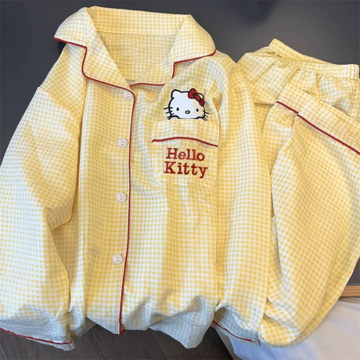 Autumn pijama, thin long-sleeve, set, oversize, internet celebrity