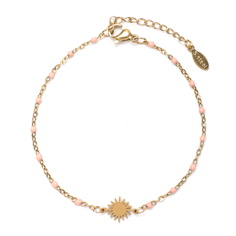 5g Weight Bracelets Classification 1 Piece Quantity Holiday, Daily Occasion Stainless Steel Material Sun Pattern Women's Gender Enamel, Plating Design Simple Style Style Simple Style Sun Stainless Steel Enamel Plating Bracelets 1 Piece 4