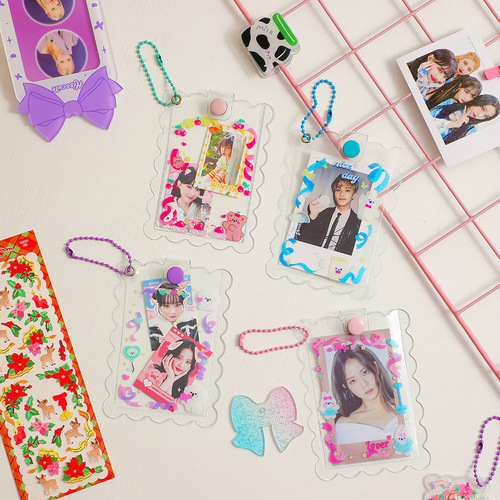 Korean version of idol star transparent 3-inch Guka card holder for girls and students photo storage small card bag backpack pendant