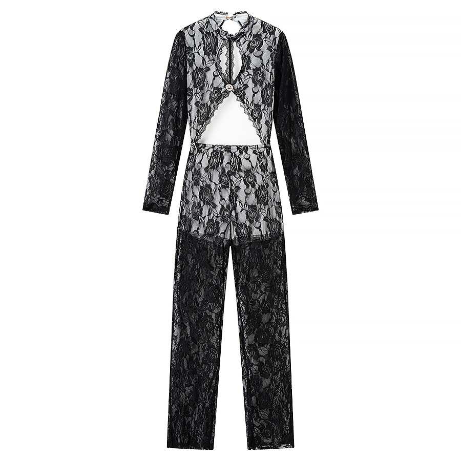 ZA comercio exterior al por mayor estilo europeo y americano francés moda de mujer temperamento casual simple pantalones de encaje